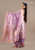 Lavender Zari Woven Organza Saree - Taashi