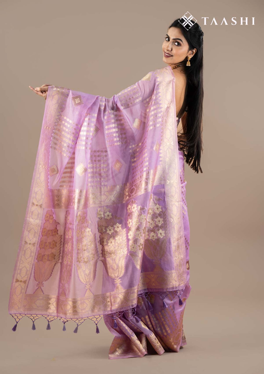Lilac Organza Contemporary Woven Saree