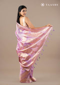 Lavender Zari Woven Organza Saree - Taashi