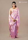 Lavender Zari Woven Organza Saree - Taashi