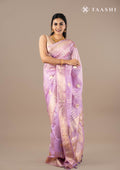 Lavender Zari Woven Organza Saree - Taashi