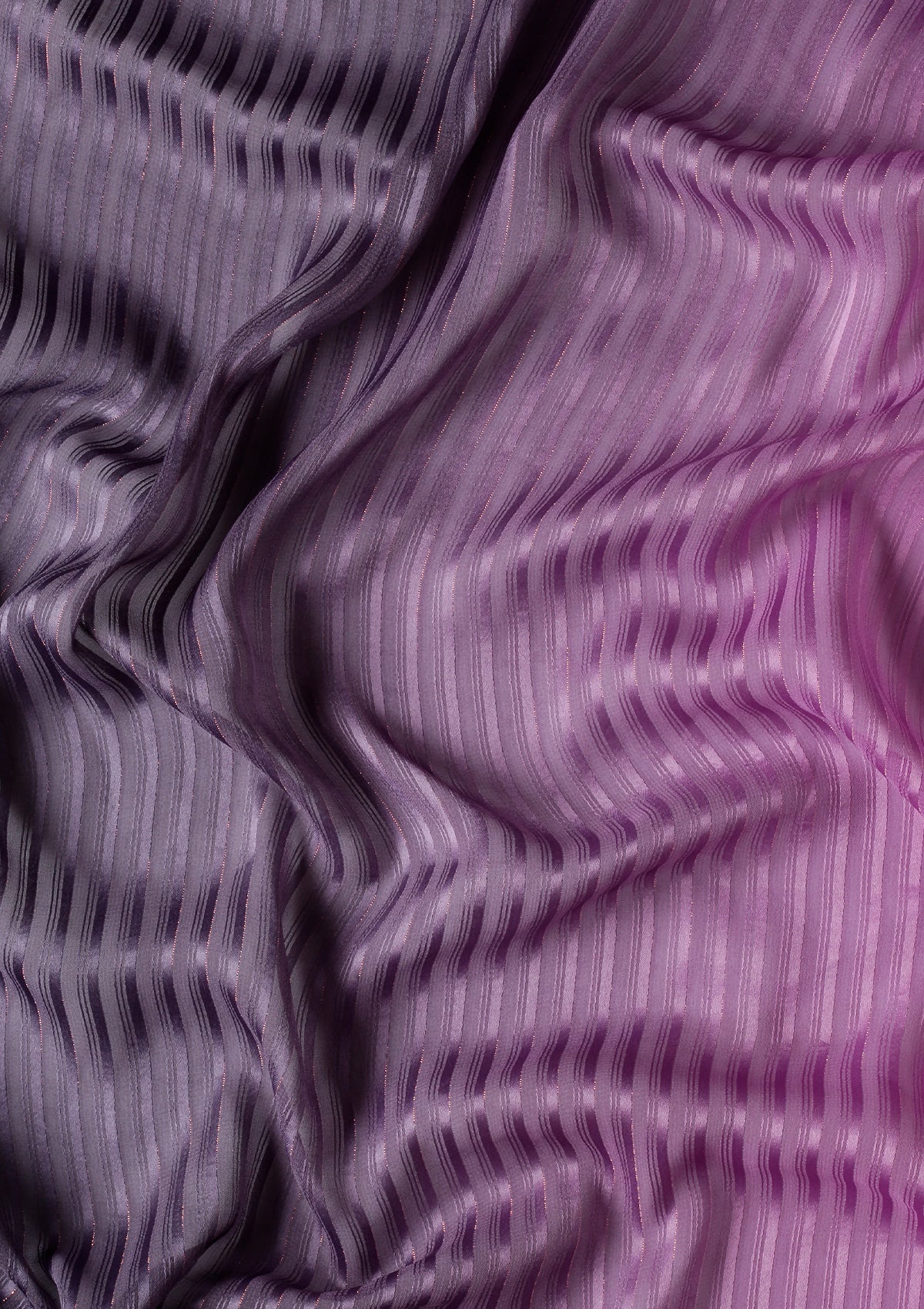 Purple Metallic Zari Striped Chiffon Saree