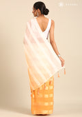 Pastel Orange Ombre Metallic Zari Striped Chiffon Saree - Taashi