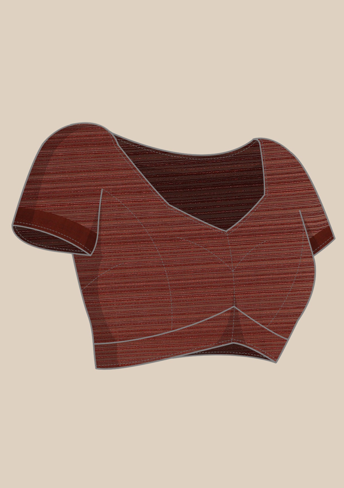 Brown Ombre Metallic Zari Striped Chiffon Saree