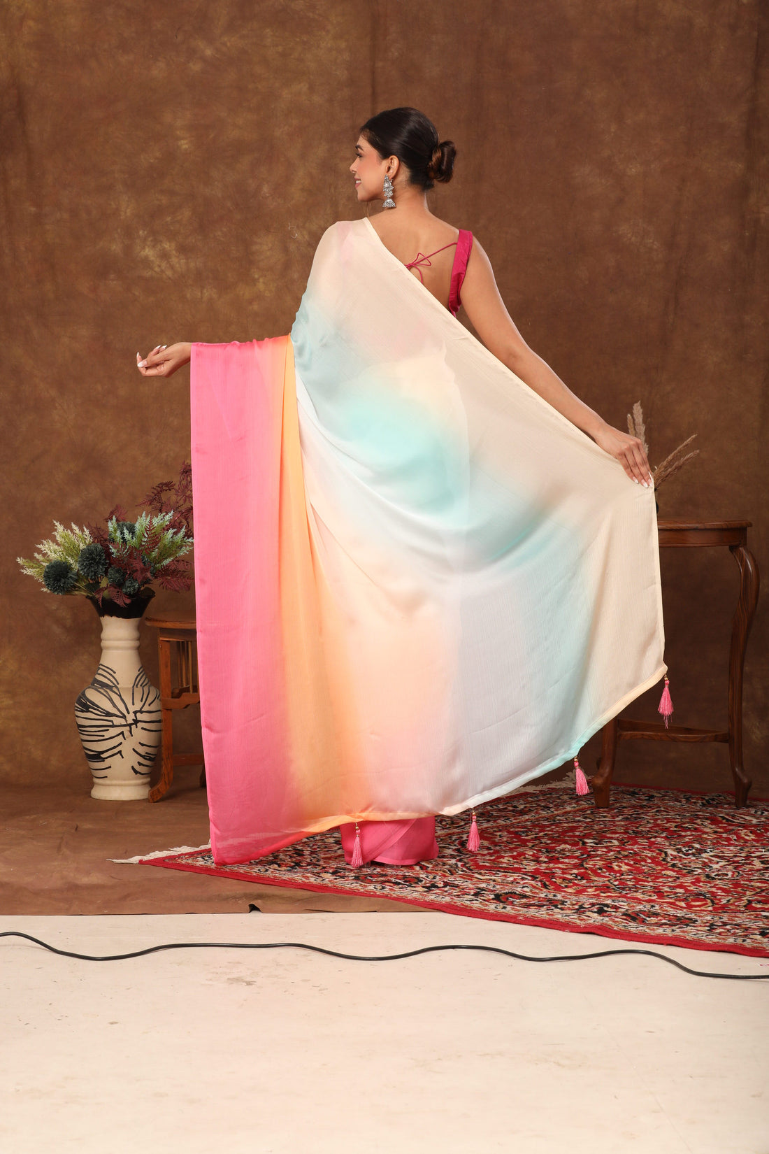 Multicolour Contemporary Woven Crepe Saree