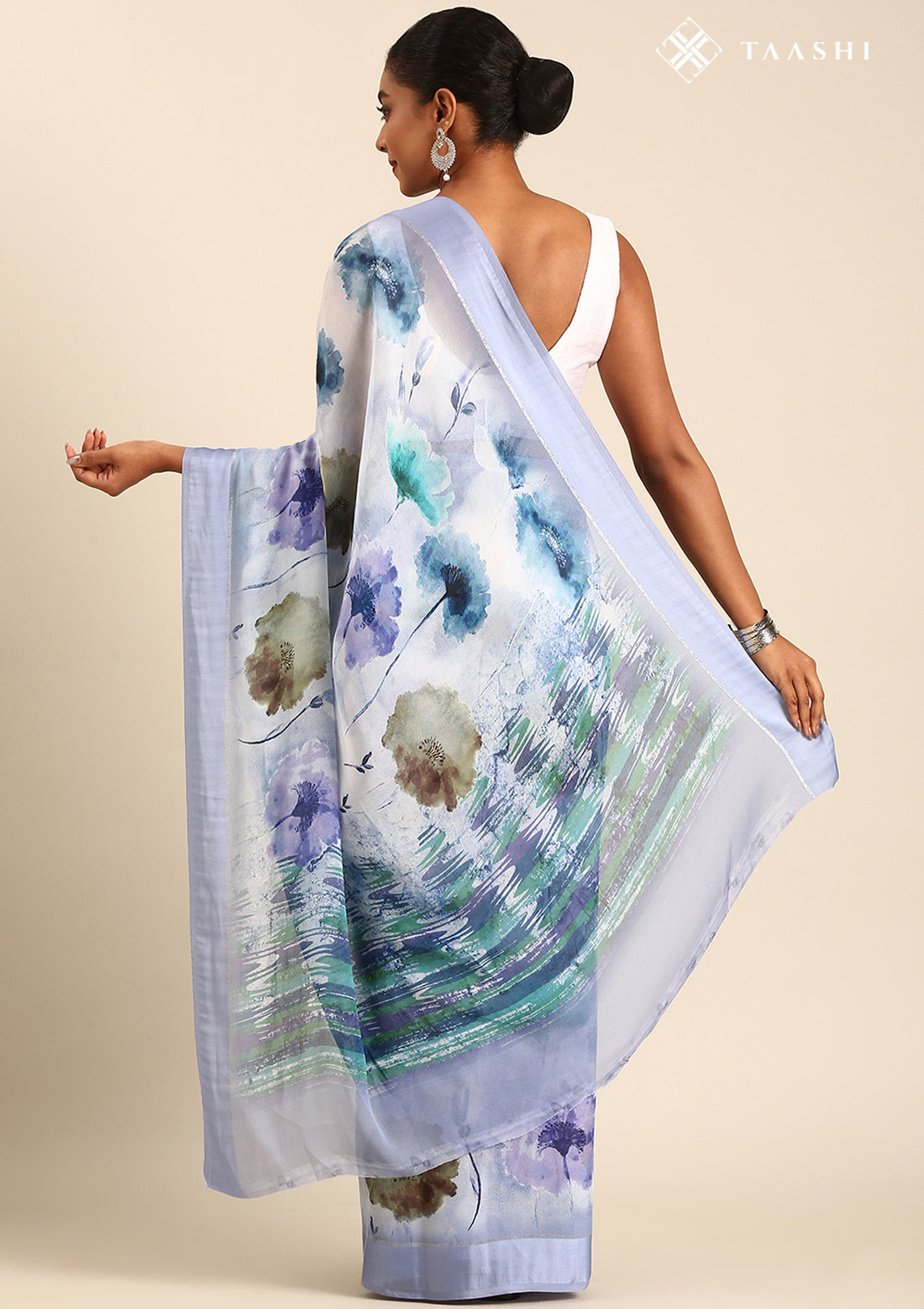 Dark Lavender Georgette Contemporary Printed Saree