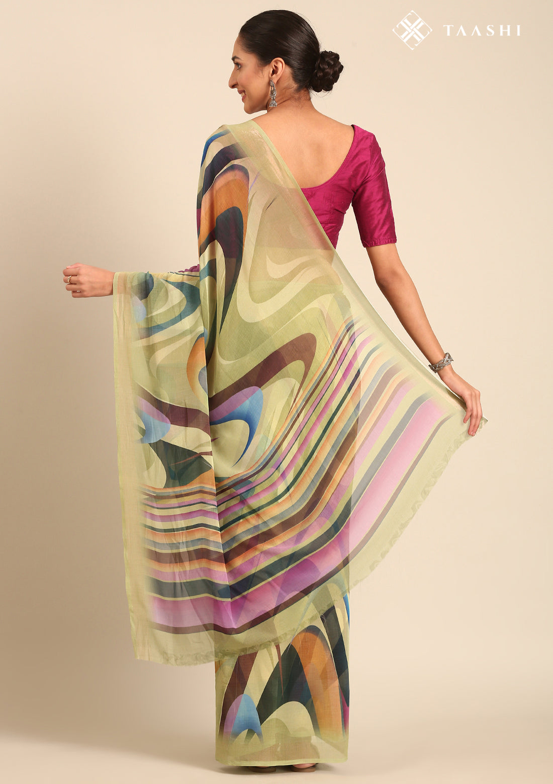 Sage Green Georgette Contemporary Printed Saree