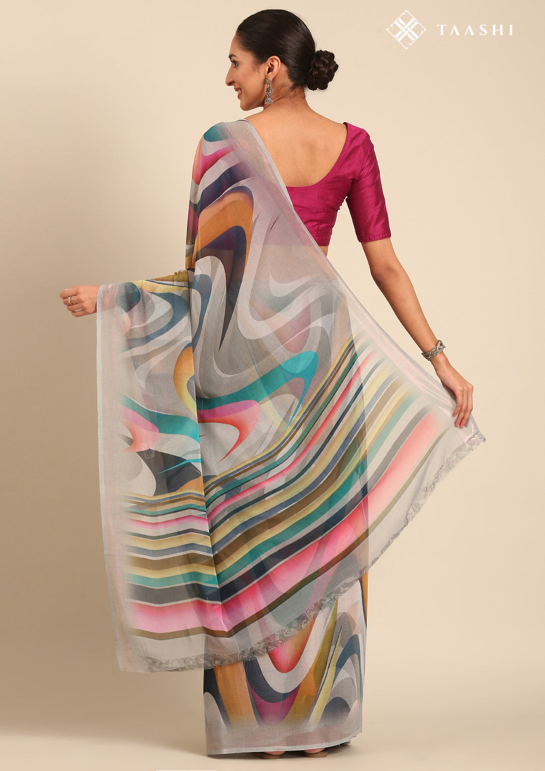 Grey Georgette Contemporary Printed Saree