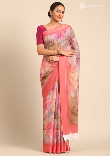 Coral Georgette Contemporary Printed Saree