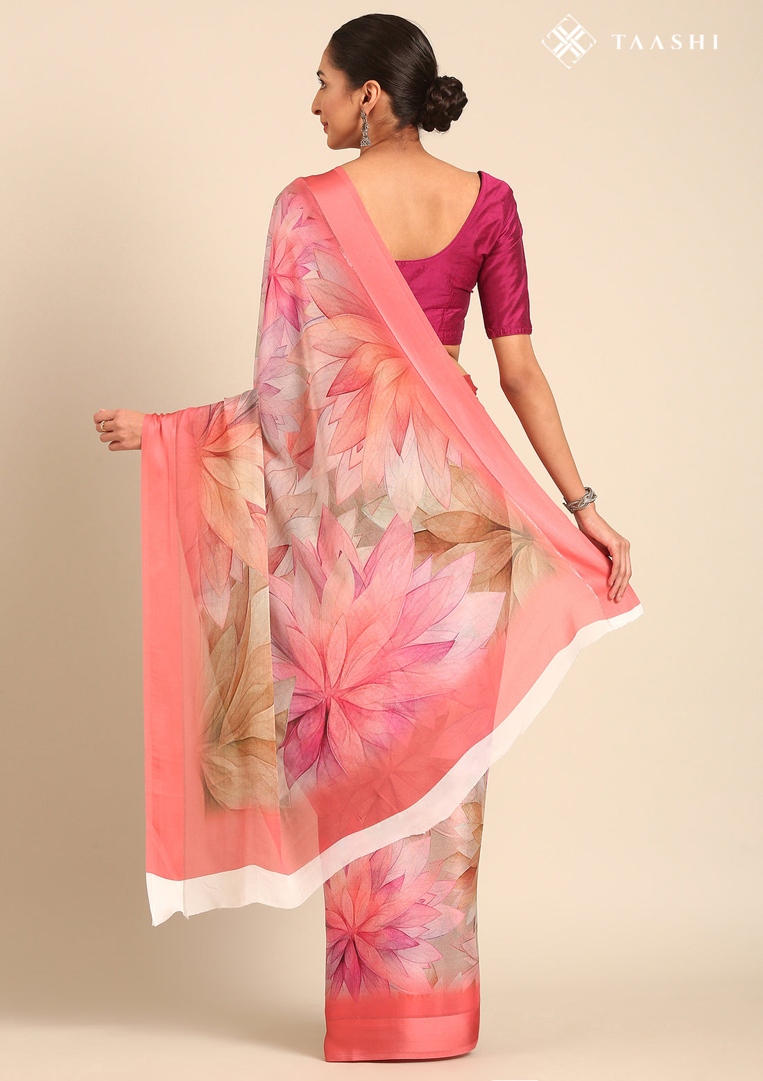 Coral Georgette Contemporary Printed Saree