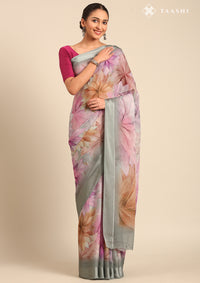Grey Georgette Contemporary Printed Saree
