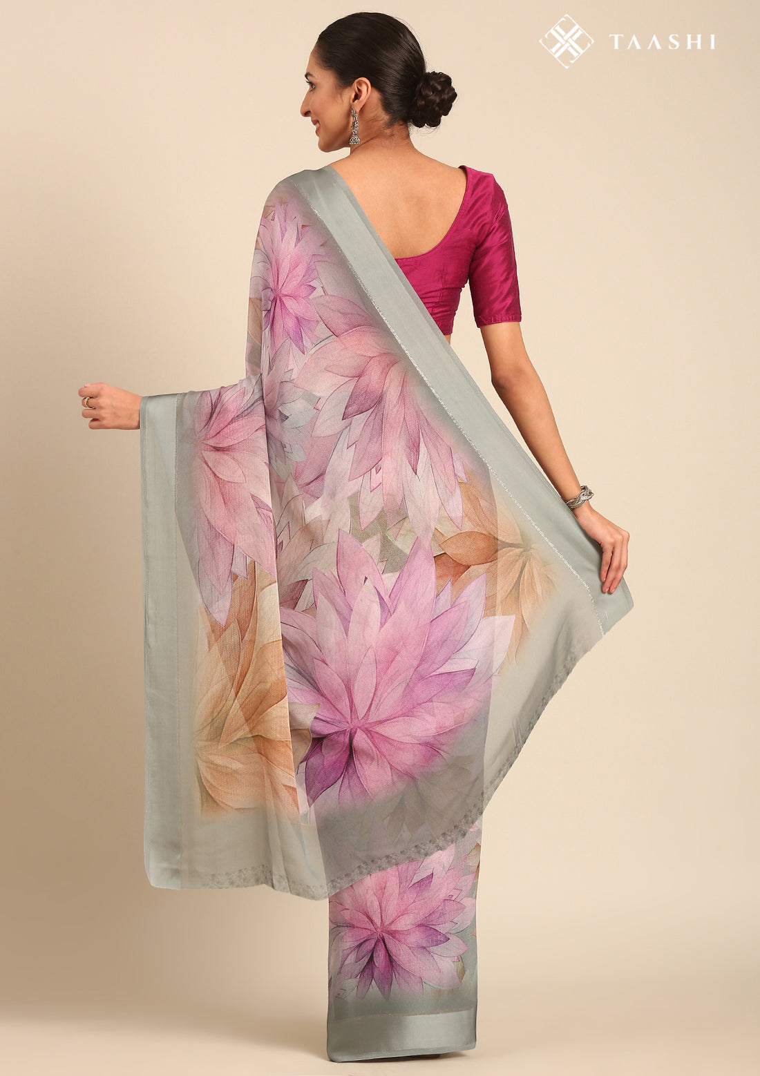 Grey Georgette Contemporary Printed Saree