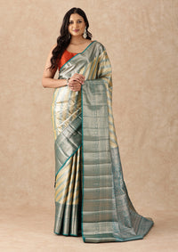 Dual Colour Silk Korvai Tissue Kanjivaram Weave Saree