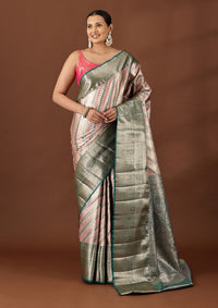 Dual Colour Silk Korvai Tissue Kanjivaram Weave Saree