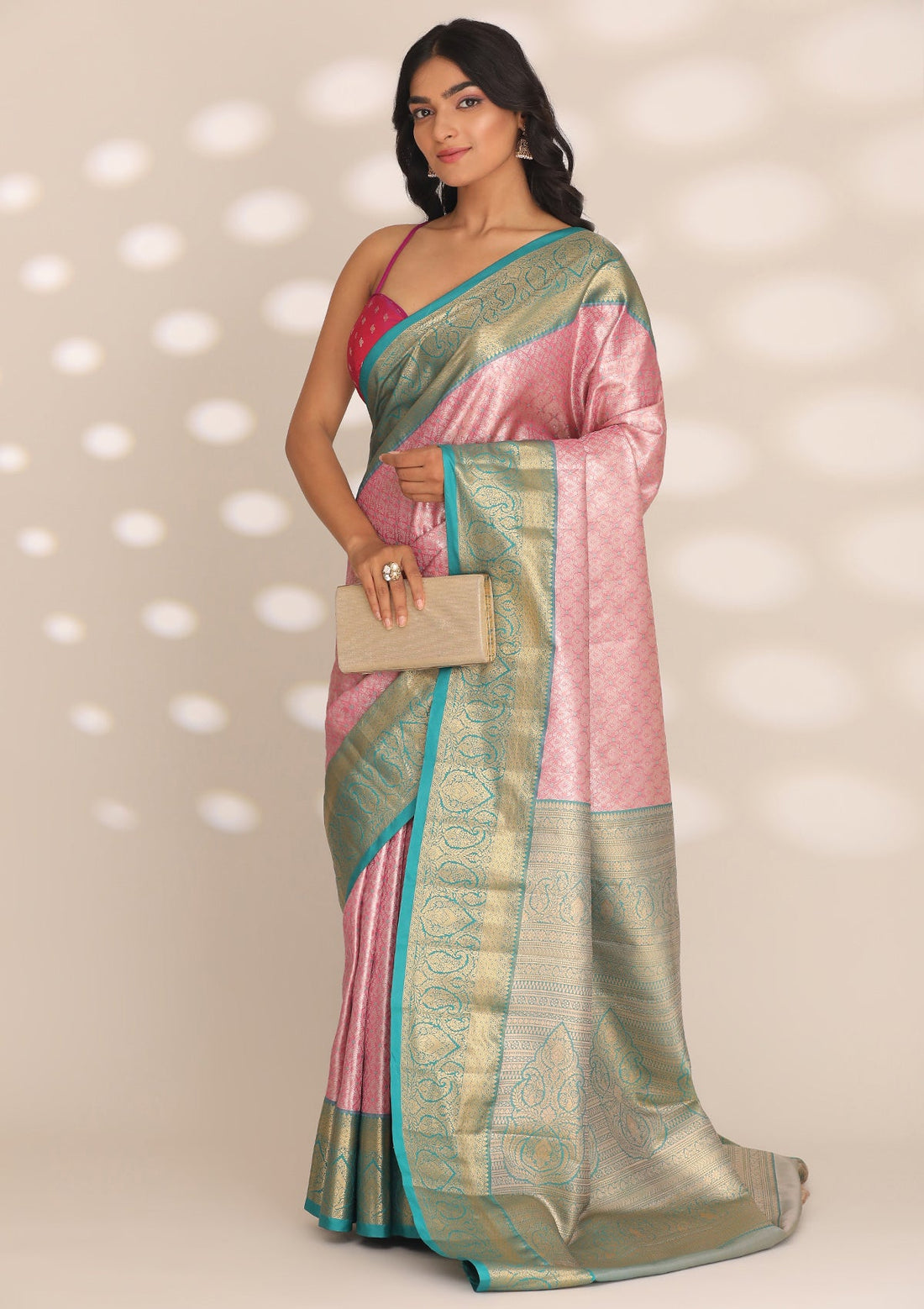 Lilac Silk Korvai Tissue Kanjivaram Weave Saree