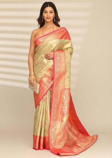 Pastel Green Silk Korvai Tissue Kanjivaram Weave Saree