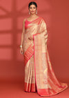 Beige Silk Korvai Tissue Kanjivaram Weave Saree