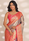 Dusty Blue Silk Korvai Tissue Kanjivaram Weave Saree