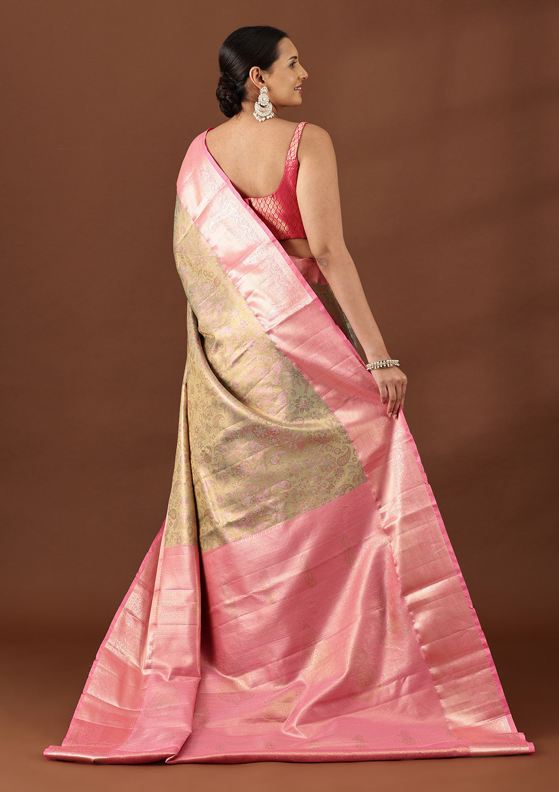 Pastel Green Silk Korvai Tissue Kanjivaram Weave Saree
