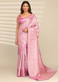 Lilac Silk Ottu Tissue Kanjivaram Weave Saree