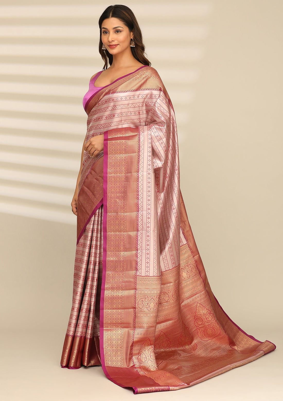 Maroon Silk Ottu Tissue Kanjivaram Weave Saree