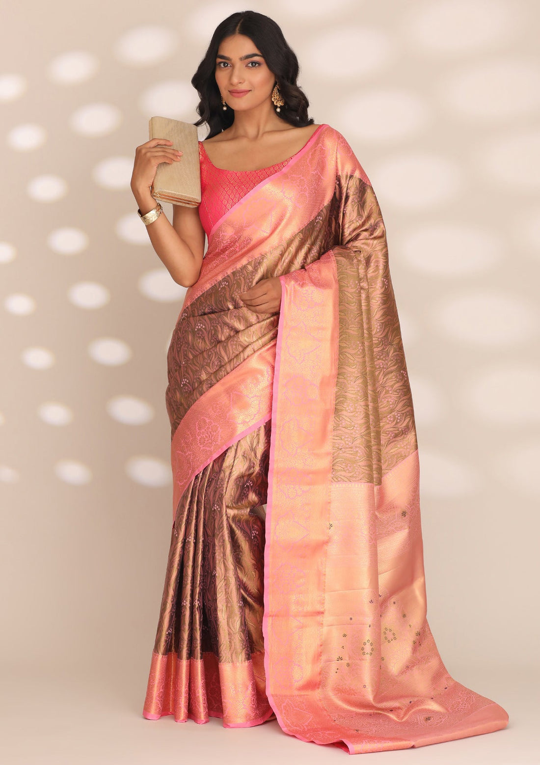 Brown Silk Korvai Tissue Kanjivaram Weave Saree