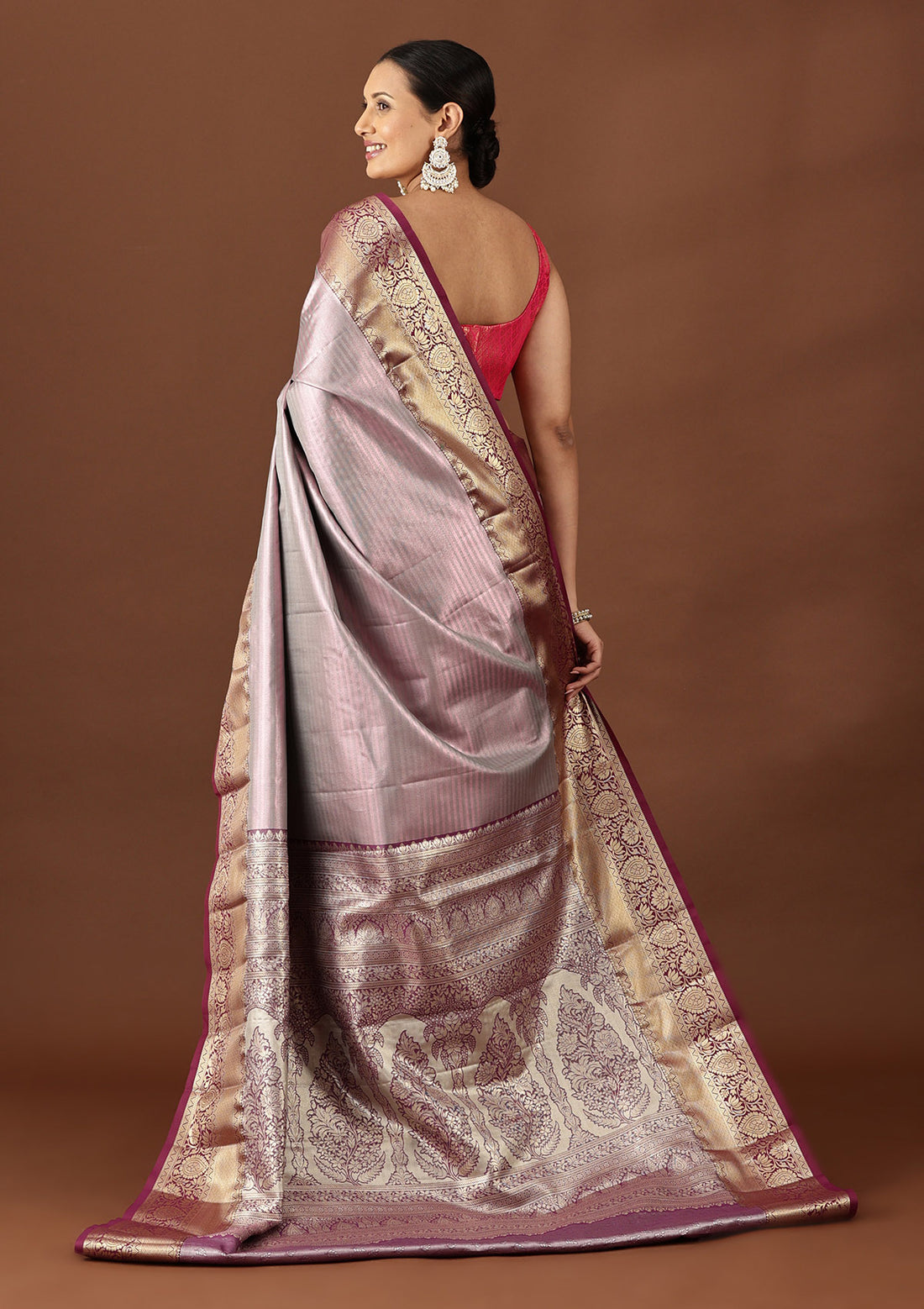 Mauve Silk Korvai Tissue Kanjivaram Weave Saree