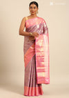 Lilac Silk Korvai Tissue Kanjivaram Weave Saree