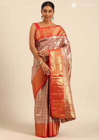 Red Silk Ottu Tissue Kanjivaram Weave Saree