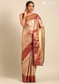 Golden And Dark Purple Kanchipuram Saree - Taashi