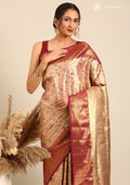 Golden And Dark Purple Kanchipuram Saree - Taashi