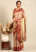 Golden And Dark Purple Kanchipuram Saree - Taashi