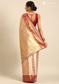 Golden And Dark Purple Kanchipuram Saree - Taashi