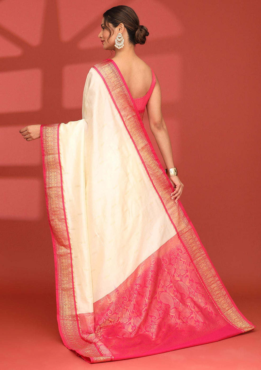 Cream Silk Kanjivaram Saree