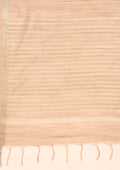 Beige Woven Stripes Linen Saree - Taashi
