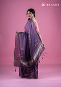 Mauve Floral Printed Organza Saree - Taashi