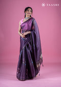 Mauve Floral Printed Organza Saree - Taashi