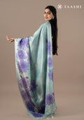 Pastel Blue Bold Floral Organza Saree - Taashi