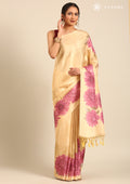 Pastel Yellow Bold Floral Organza Saree - Taashi