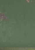 Dark Green Floral Printed Organza Saree - Taashi
