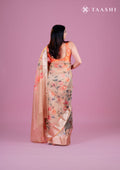 Beige Floral Printed Organza Saree - Taashi
