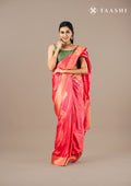 Pink Paisley Pattern Brocade Satin Saree - Taashi