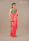 Pink Paisley Pattern Brocade Satin Saree - Taashi