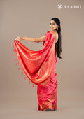 Pink Paisley Pattern Brocade Satin Saree - Taashi
