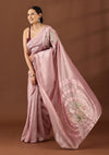 Mauve Tissue Contemporary Embroidered Saree