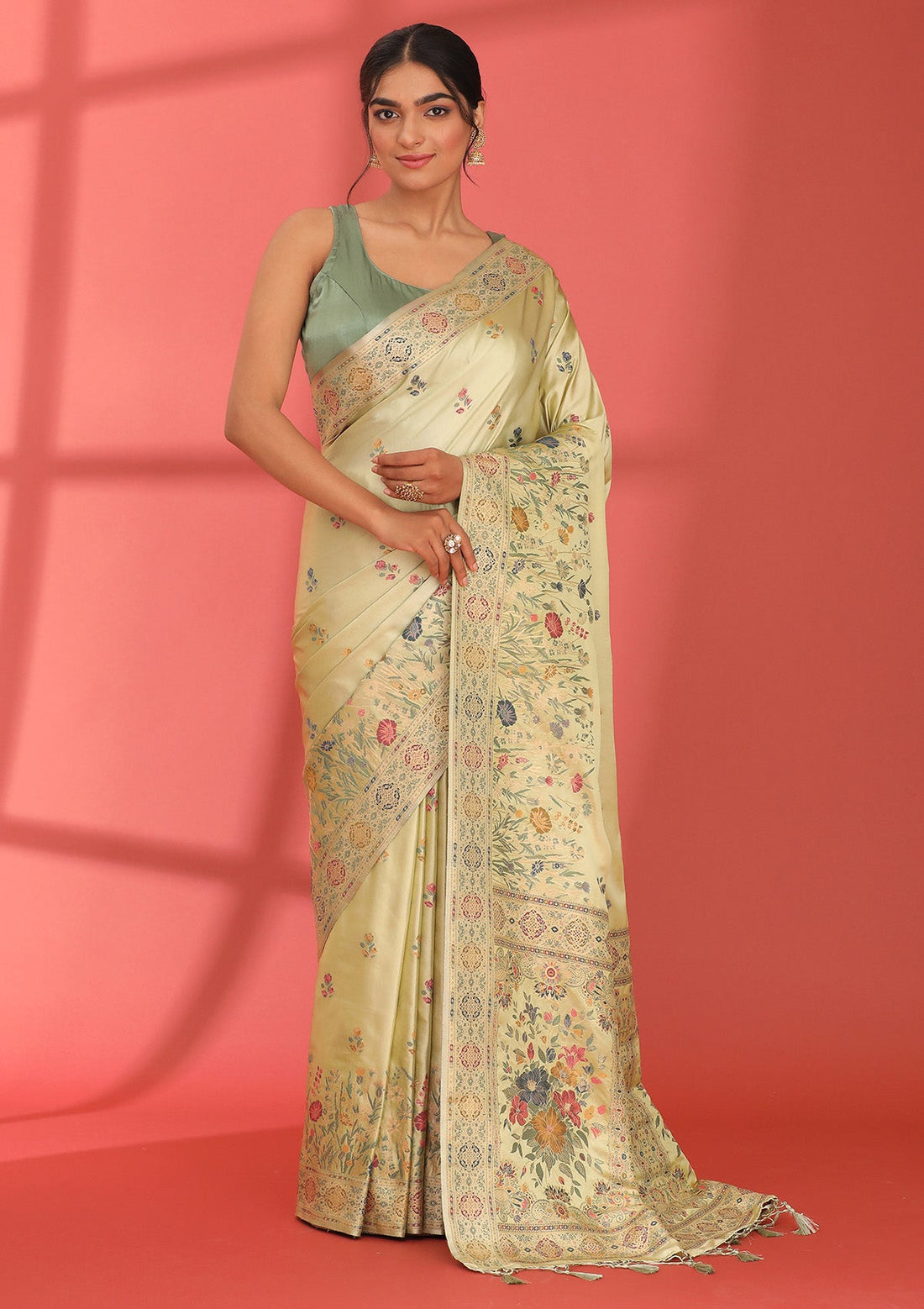 Pastel Green Banarasi Silk Weave Saree