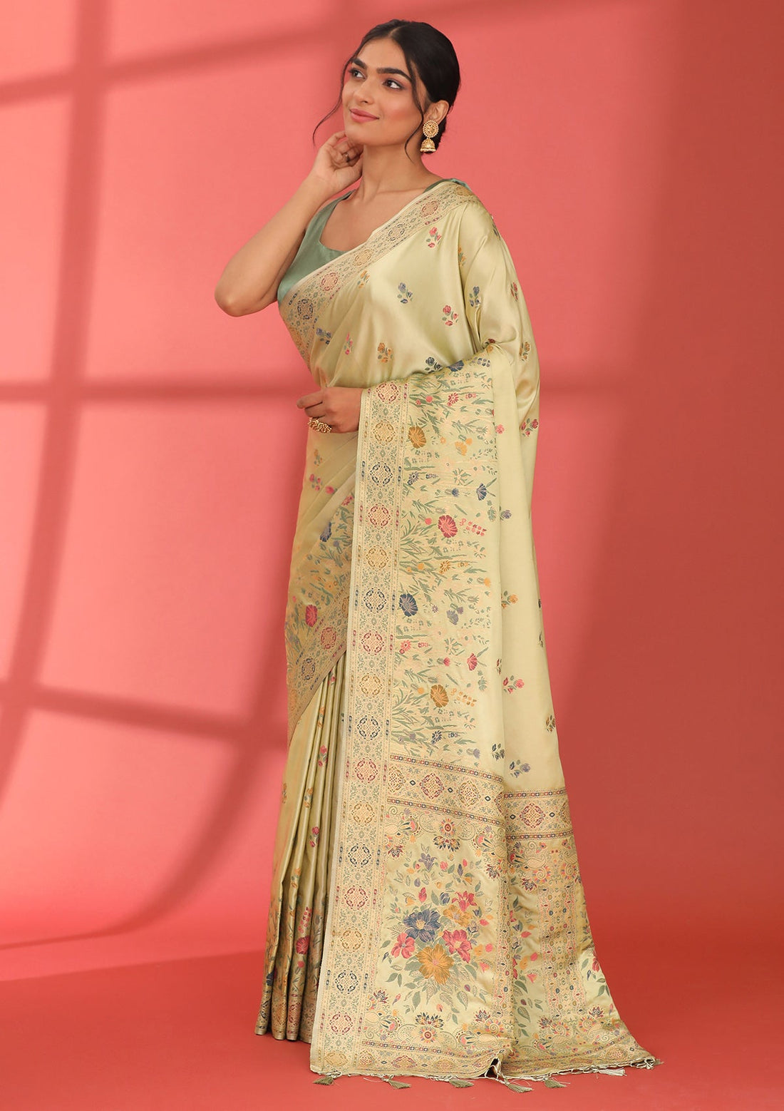 Pastel Green Banarasi Silk Weave Saree