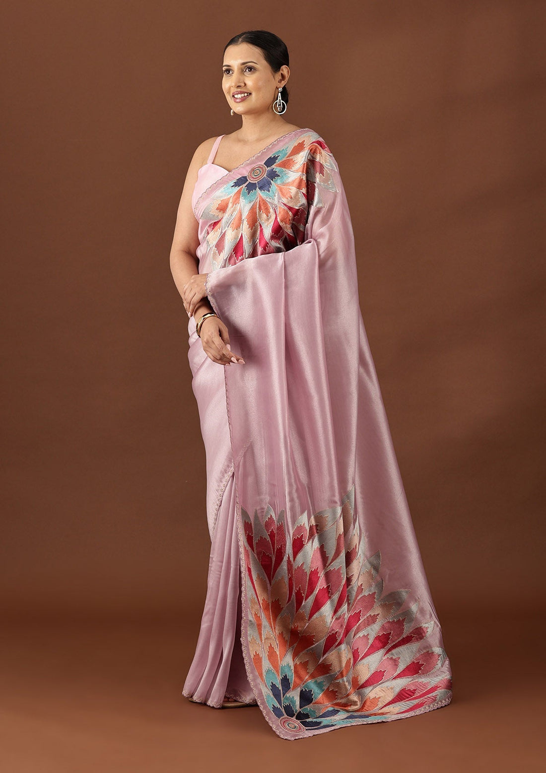 Lilac Tissue Contemporary Embroidered Saree