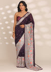 Violet Tissue Contemporary Embroidered Saree