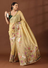 Dusty Yellow Tissue Contemporary Embroidered Saree